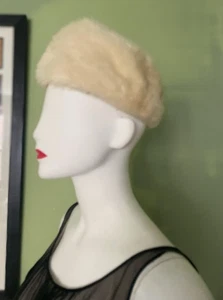 Vintage Lord & Taylor Mink Fur Hat White Mid Century Mod Boho Winter Sz 7 - Picture 1 of 8