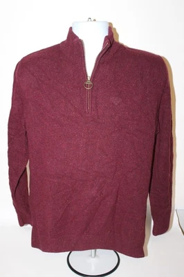 Barbour Tisbury Sweater Mens M 1/4 Zip Pullover Wool Silk Blend Fleck Maroon - Image 1 of 4