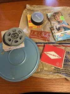 Small Lot of 8mm Home Movies 70s and Empty Reels Flashbulbs Kodak Film Tin Freds - Picture 1 of 8