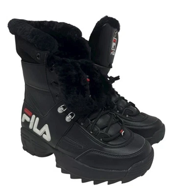 Fila Disruptor Boot 5HM00545-014 Womens Black Leather Boots Size 10 NEW - Image 1 of 4