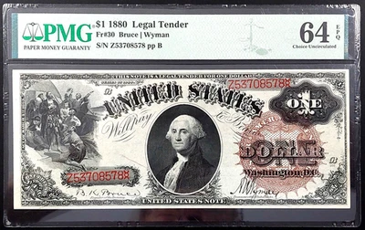 1880 $1 Legal Tender Note graded Choice Uncirculated 64 EPQ by PMG! Fr #30 - Image 1 of 4
