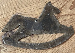 Rough Cut Metal Rocking Horse Ornament Or Accent Attachment 5.5” X 3.75”’ - Picture 1 of 7