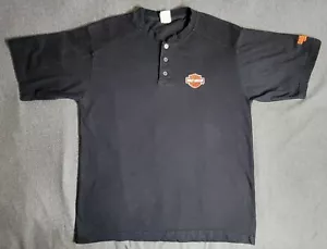Mens Large Harley Davidson 1/4 Button Up Logo T-Shirt 2009 Oak Lawn, IL - Picture 1 of 8