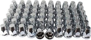33mm Lug Nut Covers Kit Semi Truck Chrome ABS Plastic Lug Set Thread-On 60PCS - Picture 1 of 3