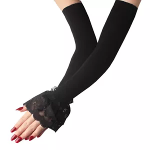 1 par de guantes de conducción de manga elástica sin dedos largos de seda de hielo manga brazo - Imagen 1 de 14