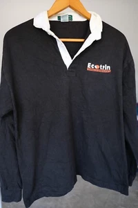 Heavy Weather Outer Banks Black Long Sleeve Rugby Polo Embroidered Ecotrin Sz L - Picture 1 of 9
