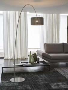 Lampada da terra piantana moderna design in acciaio e paralume tortora - Foto 1 di 1