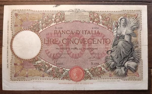 Royaume D'Italie 500 Lires Moissonneuse - Banque D'Italie 17 Décembre 1935 - Bild 1 von 2