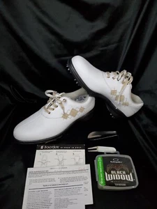 Footjoy Golf Shoes 7.5 M Extra Comfort Sneakers White Leather 98530 W/Accessori - Picture 1 of 11