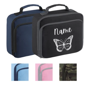 Personalised Butterfly Lunch Box Custom Name School Kid Boys Girls Insulated Bag - Picture 1 of 6