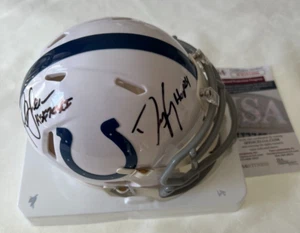 Colts mini helmet signed By Marshal Faulk and Dwight Freeny w/HOF JSA - Picture 1 of 3