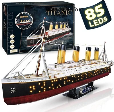 3D Puzzles Titanic Toy Model Kits with LED for Adults Gifts Desk Décor 36" Long  - Image 1 of 4