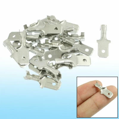 20 x Silver Tone Tone Crimp Terminal 4.8mm Male Spade Connectors - Image 1 of 4