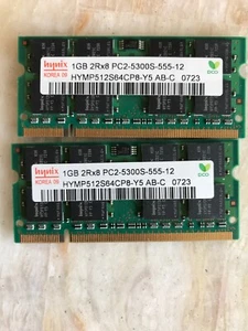 2 X 1GB (2GB Total) 2Rx8 PC2-5300S-555-12 Memory RAM Notebook Laptop Hynix - Picture 1 of 2