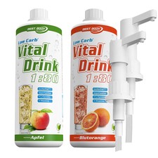 2x Mineraldrink Best Body Nutrition Konzentrat Vital Getränk 1L Sirup + 2x Pumpe