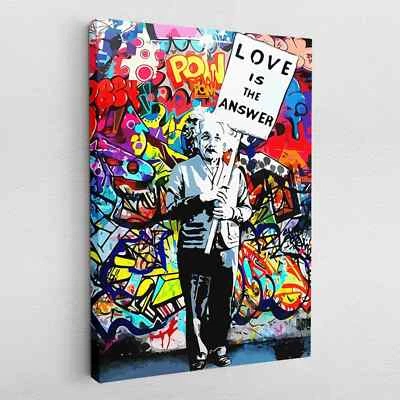 Leinwandbild Poster Acryl Pop Art Albert Einstein Graffiti Spruch Zitate - Bild 1 von 4