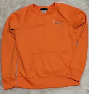 UNDER ARMOUR Womens Sz Small Cold Gear Orange Athletic Round Neck Sweatshirt - Picture 1 of 5