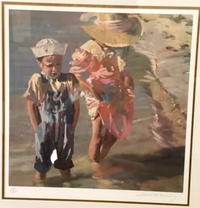 C.W. Mundy "Beach Watch Impressionism Limited Edition Hand Signed Custom Framed - Picture 1 of 12