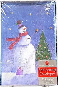 Pupazzo di Neve Albero di Natale Glitter Biglietti Natalizi 20 Conti Nuovi - Foto 1 di 2