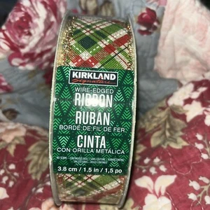 Kirkland Holiday Christmas Plaid Sparkle Edge Wired Ribbon 1.5" *50 Yards* New - Picture 1 of 5