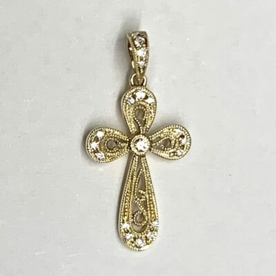 Colgante Cruz Oro 14k y Diamantes Foto 1 de 2