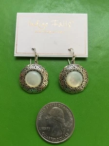 Indigo Falls 925 Silver With White Sedef Earrings Retail $38 - Picture 1 of 4
