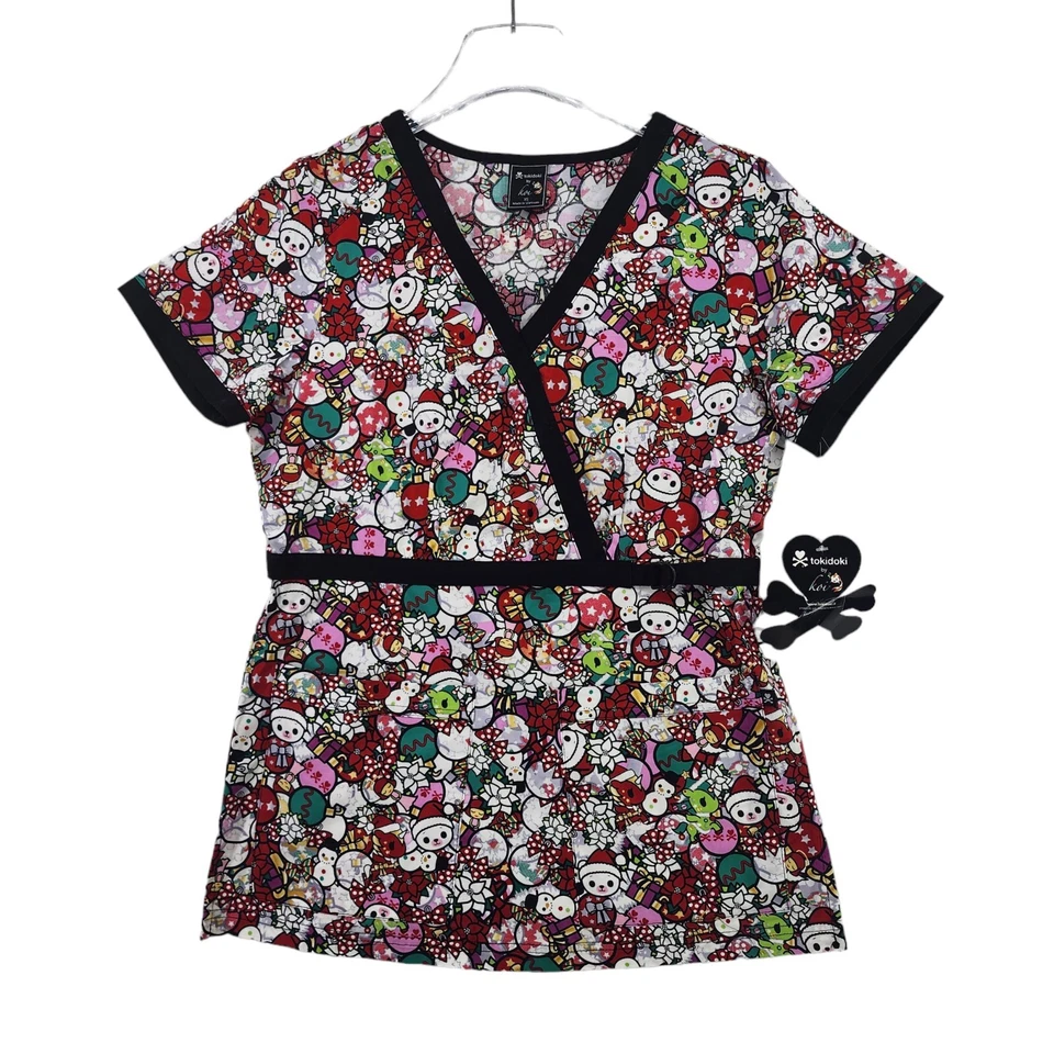 NWT Tokidoki by Koi Scrubs Christmas XMAS Snowman Ornament Poinsettia Size XS - Image 1 of 4