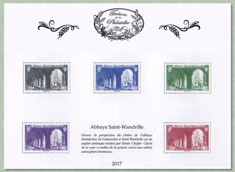 France 2017 Abbaye de Saint Wandrille  architecture monument  ms5v mnh ** - Image 1 of 1