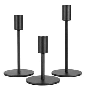 Black Candlestick Holders 3 Pcs Metal Taper Candle Holders Candle Stick Candle H - Picture 1 of 7