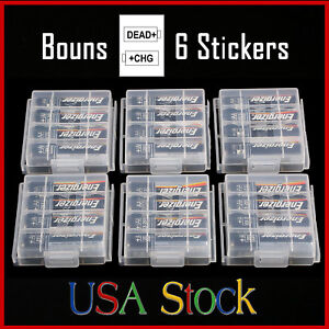 6 Pcs AA AAA Cell Battery Storage Case Holder Organizer Box with Charge Reminder