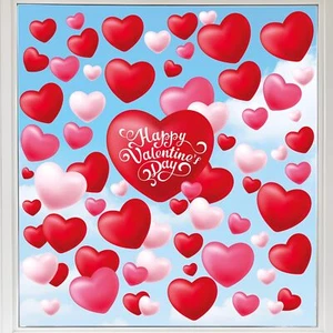 90 Pcs Valentine's Day Window Clings Double-Sided Heart Decals Red  - Picture 1 of 7