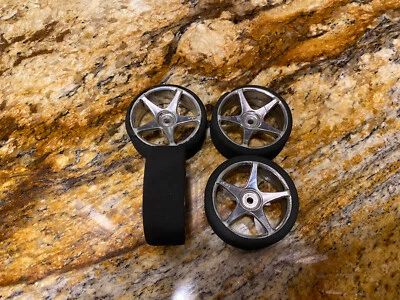 HPI Racing 3697 Wheels Chrome Super Star 5 Spoke 1/10 RS4 Touring Car 26mm Tires - Image 1 of 4