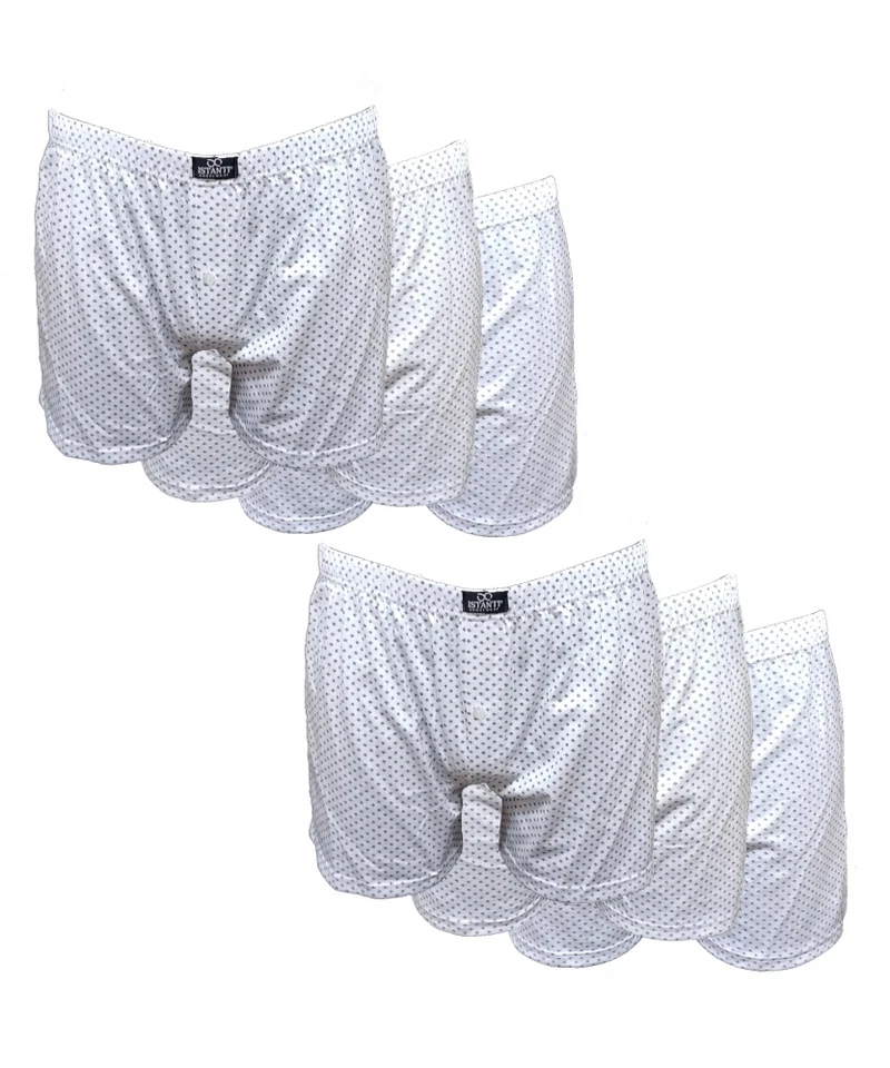 6 pezzi di boxer uomo in cotone 100% con apertura e bottone bianco disegno 6BXR_ - Immagine 1 di 1