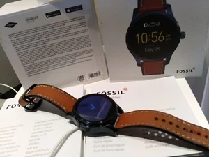 Fossil Q Marshal 9706 Smart watch Watch Brown Leather Strap +charger untested. - Picture 1 of 8