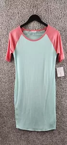 LuLaRoe Julia Dress Green/Pink T-Shirt Dress Stretch Women's Size S - Picture 1 of 10