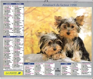 CALENDRIER DES POSTES. ALMANACH DU FACTEUR. ORIGINAL 1998 . YORKSHIRES .Oberthur - Picture 1 of 1