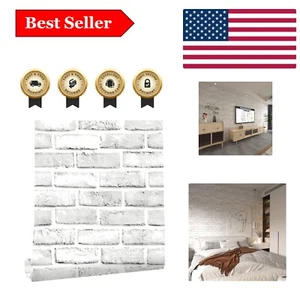 Removable Self-Adhesive 3D Brick Wallpaper - 118inL Waterproof & Stain-Resistant - Picture 1 of 10
