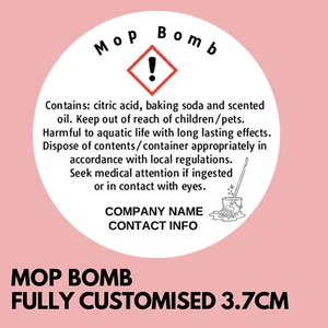 70 - MOP BOMB- CUSTOMISED CIRCULAR CLP Warning Safety Stickers. 37MM - Picture 1 of 1