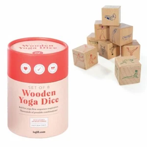 IS Gift - Wooden Yoga 8pc Dice Set - 48 Different Poses - Picture 1 of 6