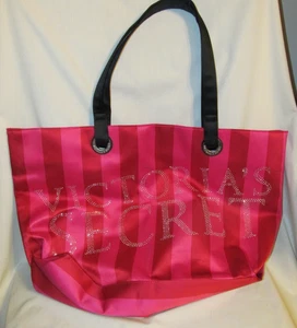 Victoria's Secret RHINESTONE Bling Pink Red  SATIN Shopper Tote Bag Travel - Picture 1 of 7