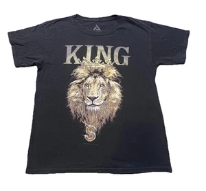 Black Lion Graphic Print T Shirt Boys Size Large - Picture 1 of 6