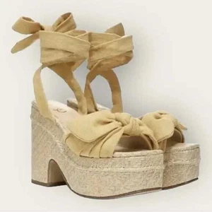 Sam Edelman Tula Plateau-Keilsandalen Größe 8,5 Espadrille Knöchelriemen Schleifen NEU - Bild 1 von 10