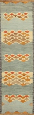 Tapete de lã Southwestern geométrico Kilim Runner reversível tecido plano 2x8 - Imagem 1 de 4