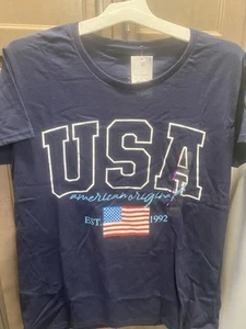 Camiseta gráfica de manga corta original azul marino Zoe+Liv para mujer talla XL EE. UU. - Imagen 1 de 3