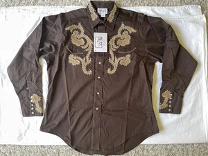 Camisa Western Rockmount Vintage Gamuza y Bordada - Para Hombre Grande - Nueva Con Etiquetas - Imagen 1 de 12