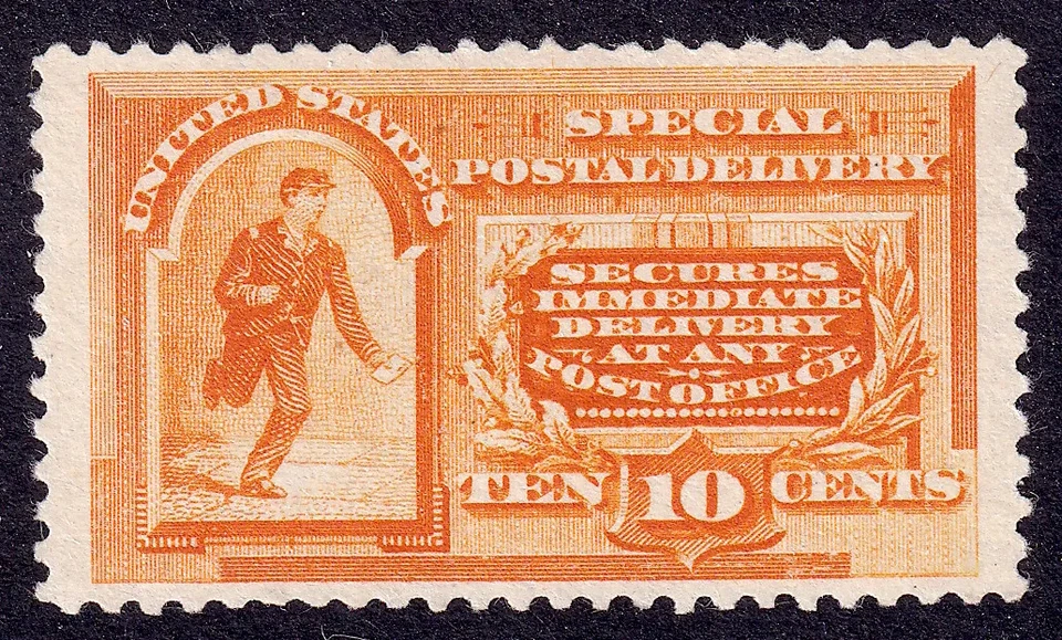 US Scott E3, 1893 Special Delivery, 10c orange, UNUSED NG - Image 1 of 1