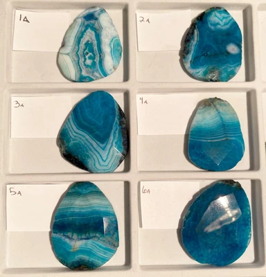 Juego de 6 cuentas focales de piedra veta dragón azul azulado 55x45mm ALTA CALIDAD - plano ovalado Foto 1 de 4