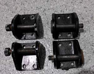 56-62 C1 Corvette LH/RH Rear Spring Front Saddle Brackets w/Eye Pin Bolts--USED - Picture 1 of 9