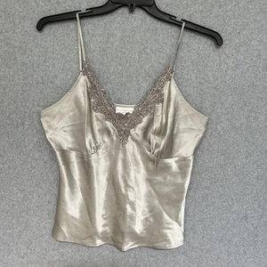 Worthington Petites 100% Silk and Lace Babydoll Camisole Gray Petite XL Y2K - Picture 1 of 11