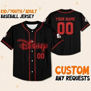 Custom Disney Mickey Mouse Black Baseball Jersey for Kids & Adults - Picture 1 of 8